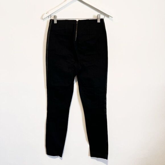 CLEARANCE - J Crew Pixie Black Faux Leather Side Stripe Skinny Pants E1228 - Picture 3 of 9